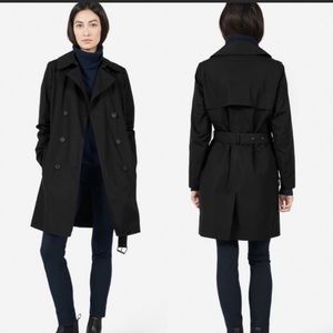 EVERLANE Womens Black Double Breasted Belted Trench Coat Winter Jacket